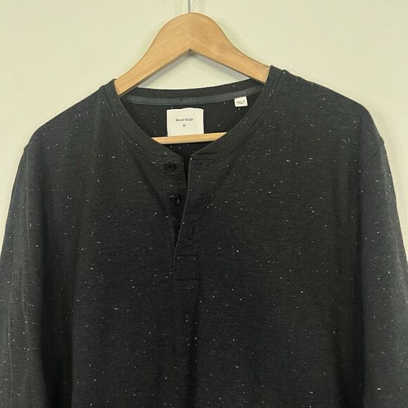 Billy Reid Speckled Charcoal Terry Henley Shirt XL - Picture 3 of 6